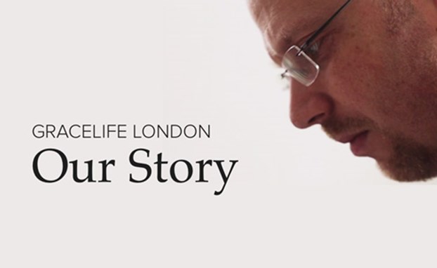 Our story banner, with the face of Pastor Tom Dion looking downwards