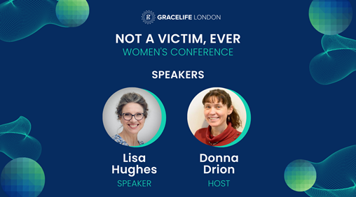 Not a Victim, Ever, conference flyer with speaker Lisa Hughes and host, Donna Drion
